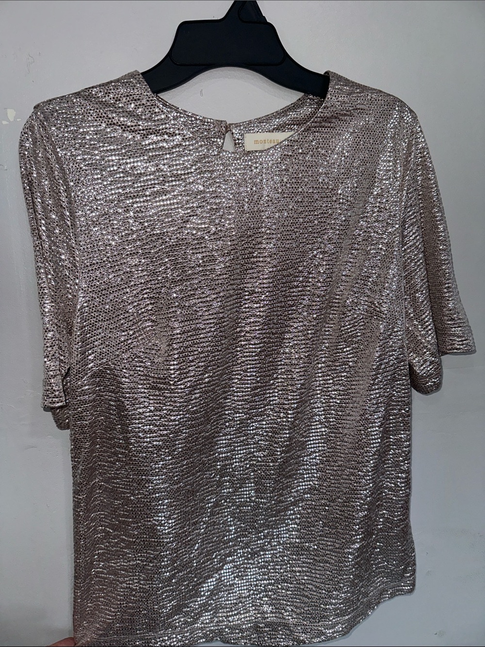 Monteau Silver Short Sleeve Metallic Tee